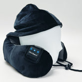 MiniBand Travel Neck Pillow with Hoodie – USB‑C, Bluetooth 5.3, 10h Battery